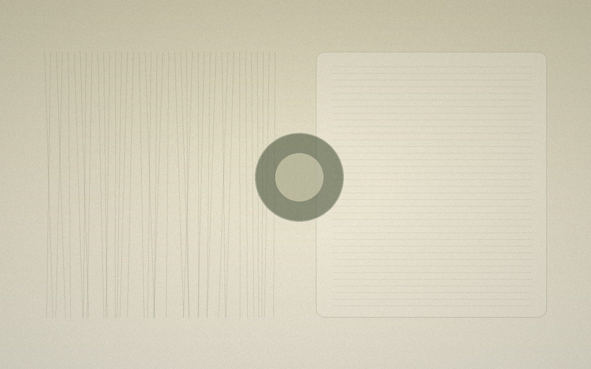 Before-and-after textile surface study with an abstract finishing roller
